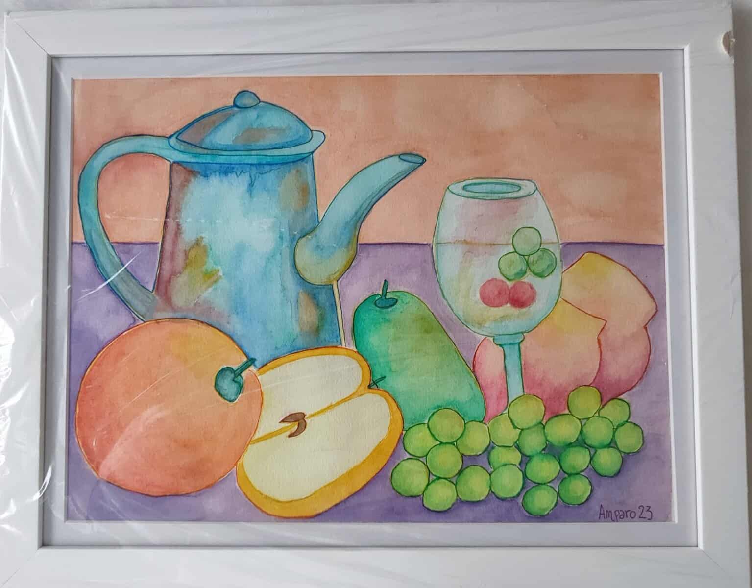 Bodegón fauvista con cafetera